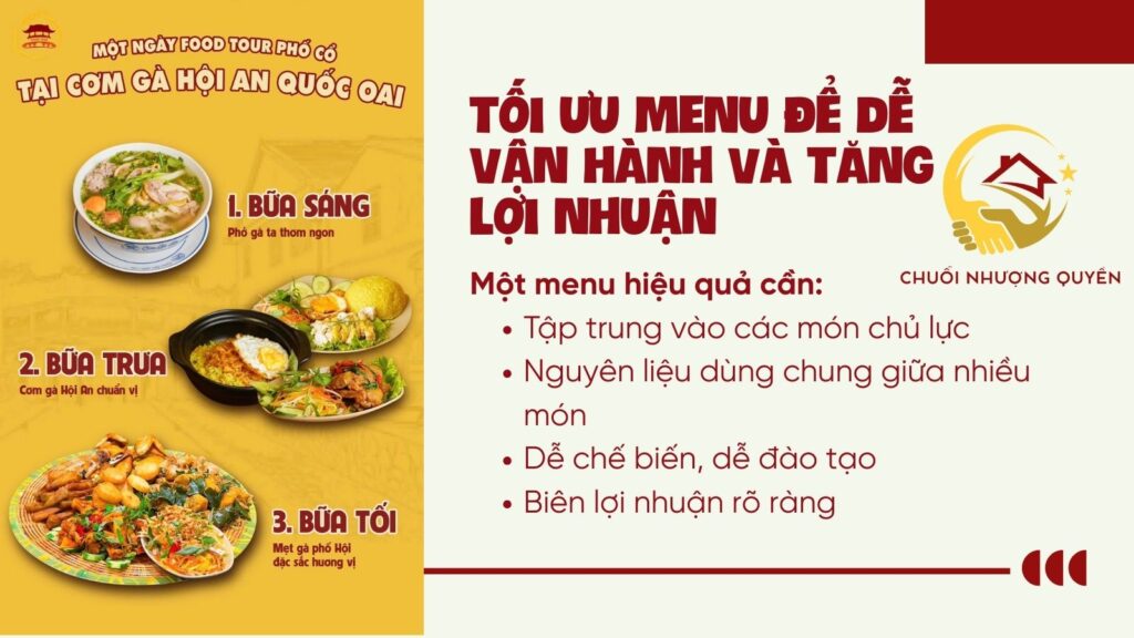 Tối ưu menu để dễ vận hành và tăng lợi nhuận