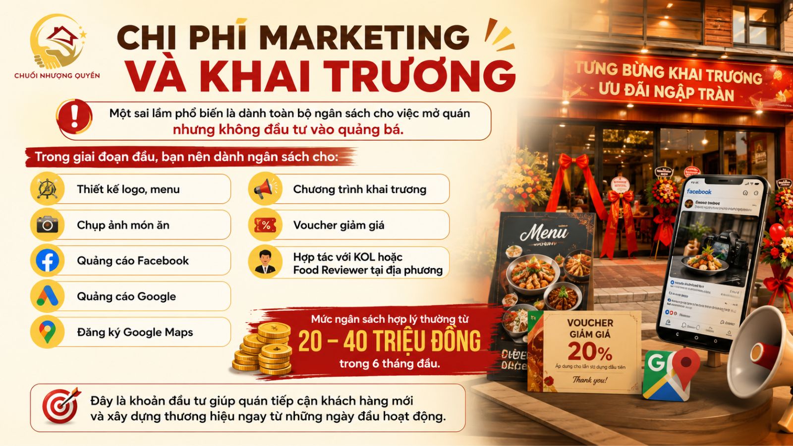 7. Chi phí marketing và khai trương